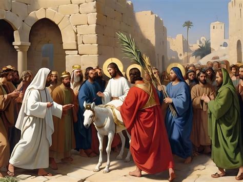 Premium Ai Image Palm Sunday Celebration Commemorating Jesus Triumphal Entry Into Jerusalem