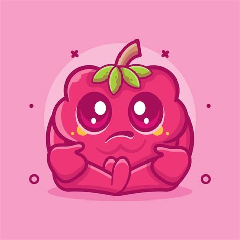 Premium Vector Kawaii Raspberry Fruit Character Mascot With Sad