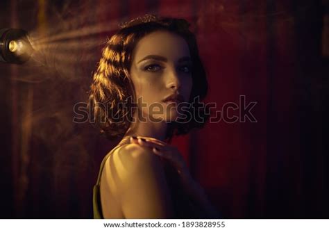 Portrait Charming Brunette Girl Dark Room Stock Photo 1893828955 Shutterstock