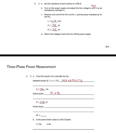 Solved 1 Using Your Three Phase Wattmeter Power Supply Chegg