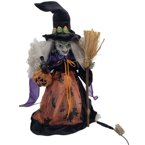 Halloween Fiber Optic Light Up Witch Pumpkin Broom Haunted See Video Etsy