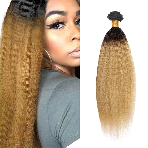 Amazon Ombre Bundles 1b27 Yaki Human Hair Honey Blonde Bundles Brazilian Remy Hair 20 Inch