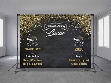 Sparkle Graduation Party Backdrop Photo Booth Chalkboard Graduation