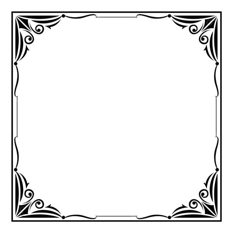 Black Rectangle Floral Abstract Border Frame Psd, Rectangle, Rectangle ...
