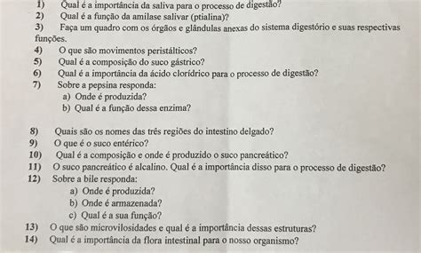 Perguntas Sobre O Sistema Digestorio