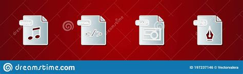 Set WAV File Document HTML BMP And EPS Icon Vector Stock Vector