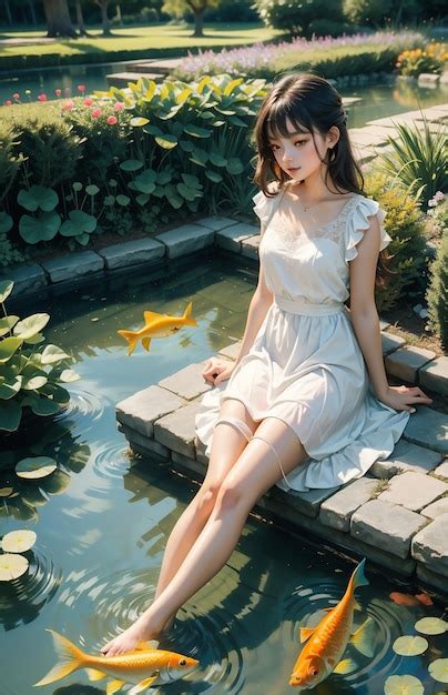 Premium Photo A Beautiful Brunette In A White Wet Dress Is Sitting In The Water A Beautiful Nymph