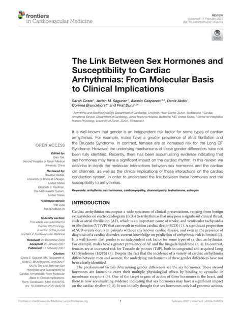 Pdf The Link Between Sex Hormones And Susceptibility To Cardiac Arrhythmias From Molecular