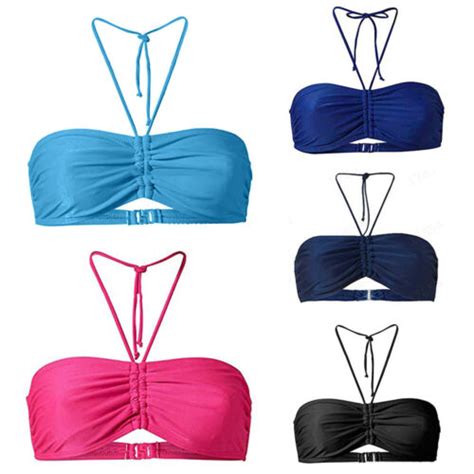 Women Sexy Tie Knot Halter Bikini Top Bandeau Swimsuit Push Up Bathing Suits EBay