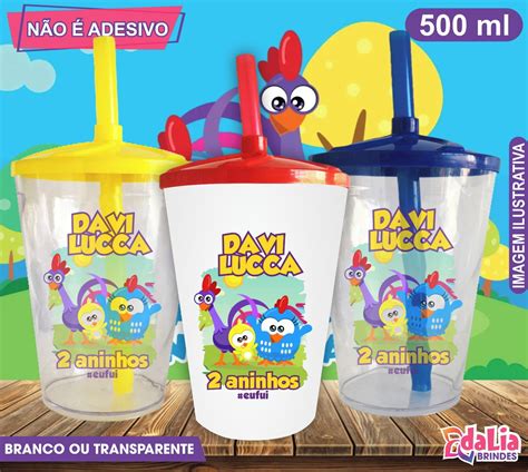 Copo Galinha Pintadinha - Copo Twister Personalizado Galinha Pintadinha Mini - 500 ml
