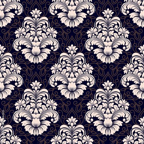 Fototapeta Hampton I Marynistyczny Vector Damask Seamless Pattern