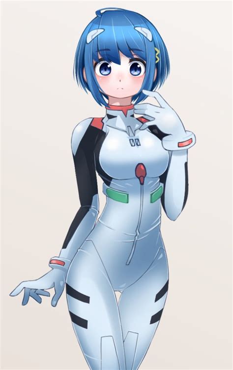 Safebooru 1girl Ahoge Ayanami Rei Ayanami Rei Cosplay Blue Eyes Blue Hair Bodysuit