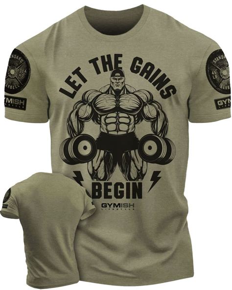 Let The Gains Begin Workout T Shirt Funny Gym Shirts Lifting T Shirt