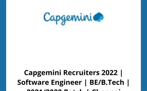 Capgemini Recruiters Software Engineer Be B Tech