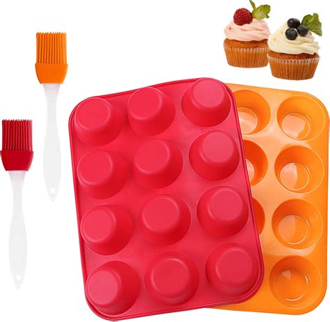 Tyxhxtf 2 Pack Muffin Tray Silicone Muffin Pan Non Stick Cupcake Tin Silicone Muffin Cases