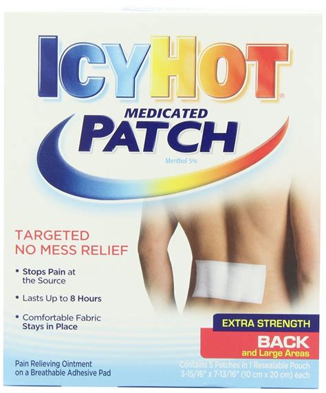 Icy Hot Medicated Patch Menthol Extra Strength For Back Large Areas Patches Pack