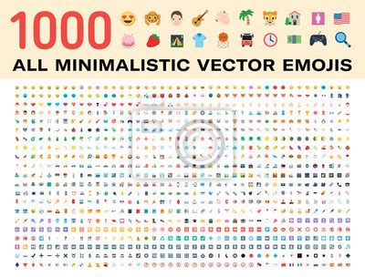 All Type Of Emojis Stickers Emoticons Flat Vector Illustration Wall