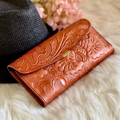 Embossed Leather Wallets For Women Womens Wallet Birthday Gifts For Her