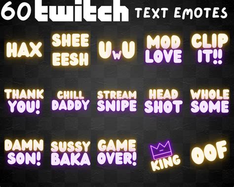 Neon Twitch Emotes Twitch And Discord Emotes Bundle F No U Ban Memes Funny Kawaii Cute Thicc Uwu