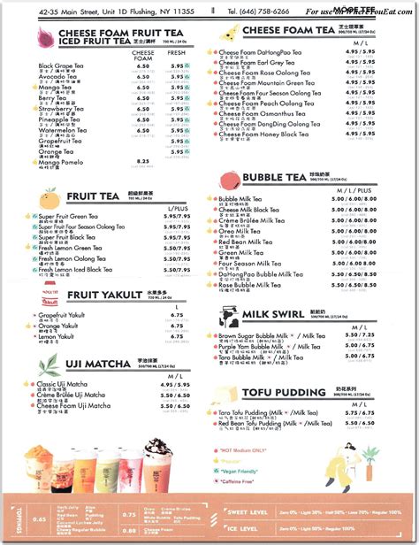 Moge Tee Restaurant In Queens Menus Photos