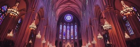 Classic Gothic Cathedral With Intricate Stained Glass Windows Premium