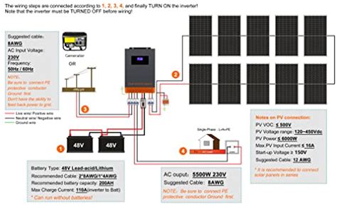 Powmr Solar Inverter 5500w 48v To 230vac Off Grid Hybrid Power Inverter