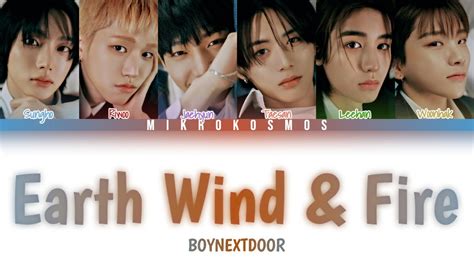 Boynextdoor Earth Wind Fire Color Coded Lyrics Aze