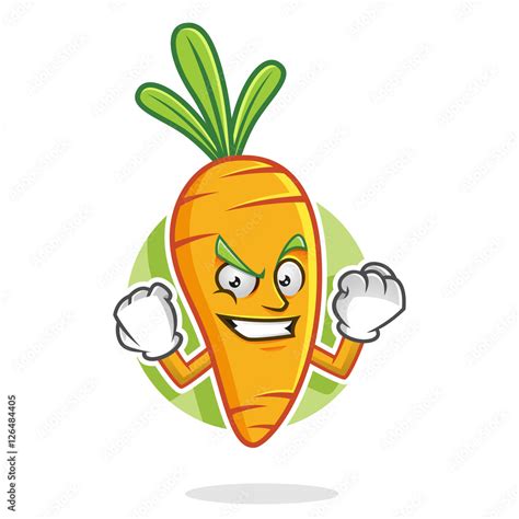 Strong And Confident Carrot Mascot Carrot Character Carrot Cartoon Stock Vector Adobe Stock