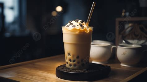 Milk Tea Ice Cream Milk Tea Milk Tea Shop Teacup Background Milk Tea