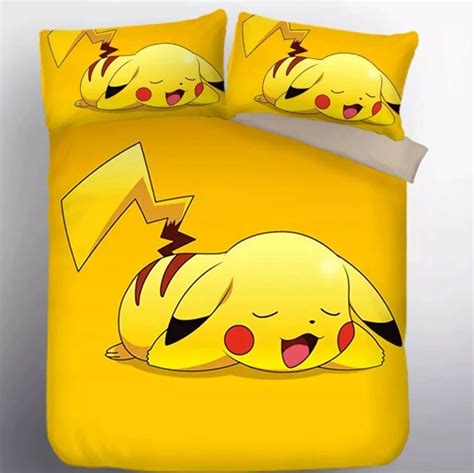 Housse De Couette Pokemon Pikachu Parure De Lit Ensemble De Literie