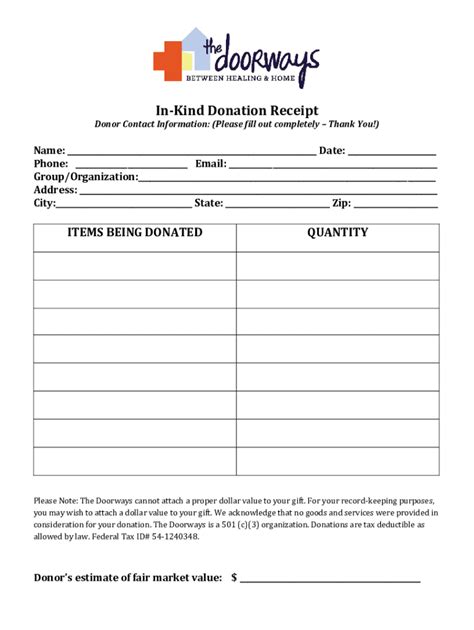 Fillable Online In Kind Donation Form Fax Email Print Pdffiller