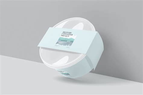 圆形塑料盒腰封纸套样机psd模板 Round Plastic Box Sleeve Mockups 设计小咖