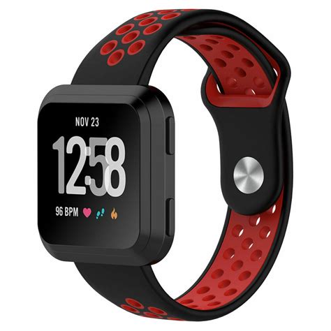 Fitbit Versa Versa Sportarmband Schwarz Rot Smartwatcharmbaender De