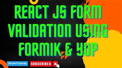 React Js Form Vaidation Using Formik And Yup Youtube