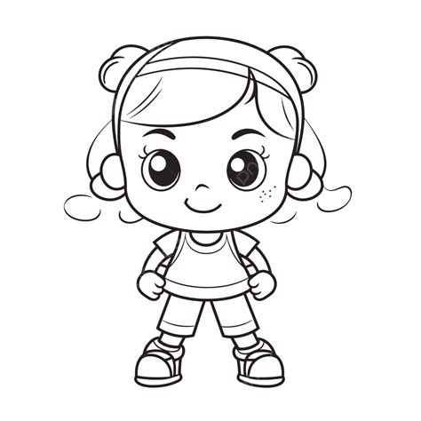 Dibujo De Niña Dibujos Animados Para Colorear Vector Png Dibujos