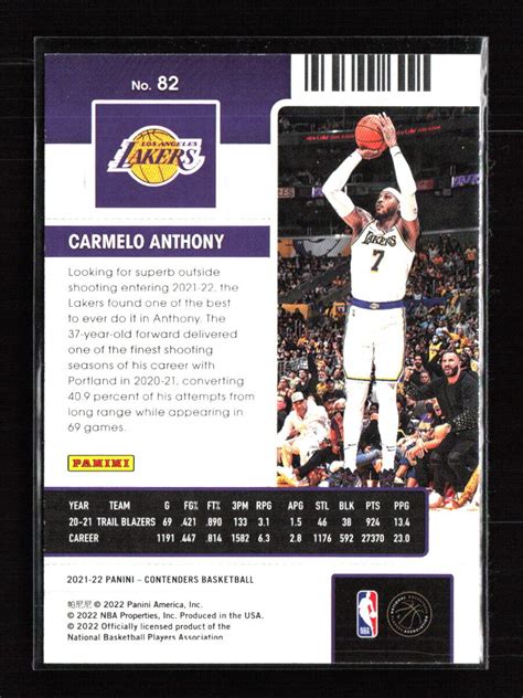 2021 Panini Contenders 82 Carmelo Anthony Los Angeles Lakers EBay