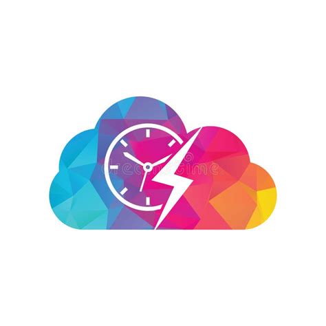 Flash Time Cloud Shape Concept Vector Logo Design Stock Vector