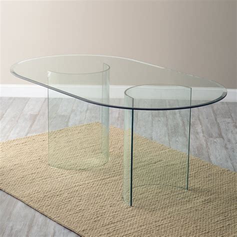 Racetrack 72 X 42 In Oval Glass Top With Beveled Edge Oval Table Dining Glass Dining Table