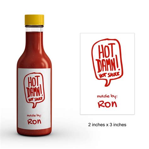 Hot Damn Hot Sauce Label Make Your Own Hot Sauce Label Gift For Dad Personalized Hot Sauce