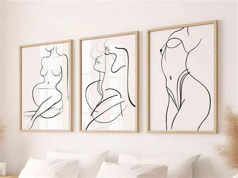 Sensual Abstract Line Erotic Art Piece Wall Art Of Modern Feminist Minimalist Nude Female