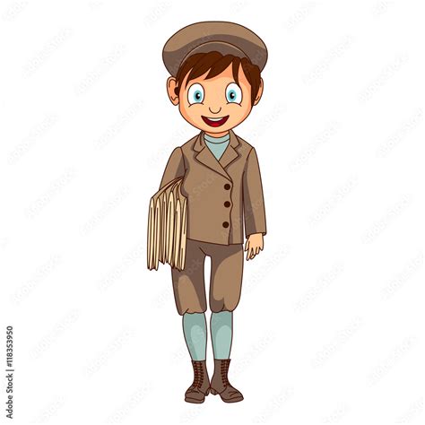 Cartoon News Paper Boy Isolated Stock Vector Adobe Stock