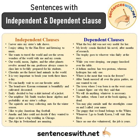 Sentences With Independent And Dependent Clause Sentences About Independent And Dependent