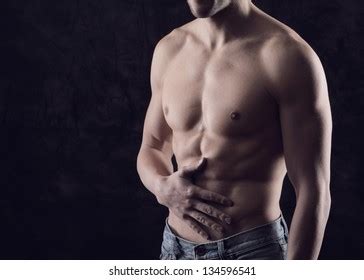 Naked Torso Man Man Holding Stomach Stock Photo Shutterstock