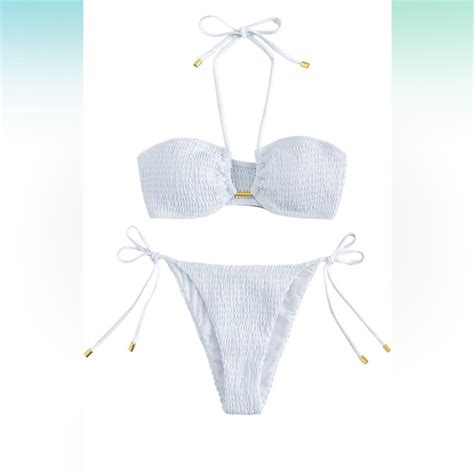 Sweatyrocks Swim Sweatyrocks Womens Piece Ribbed Tie Side Halter Bikini Swimsuit New Size