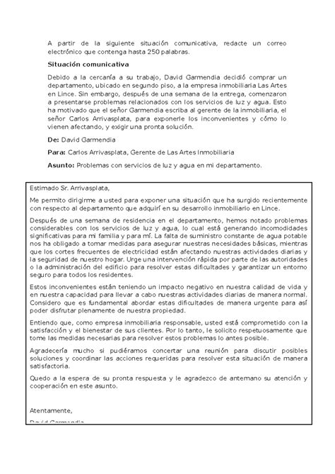 Correo - sas - A partir de la siguiente situación comunicativa, redacte