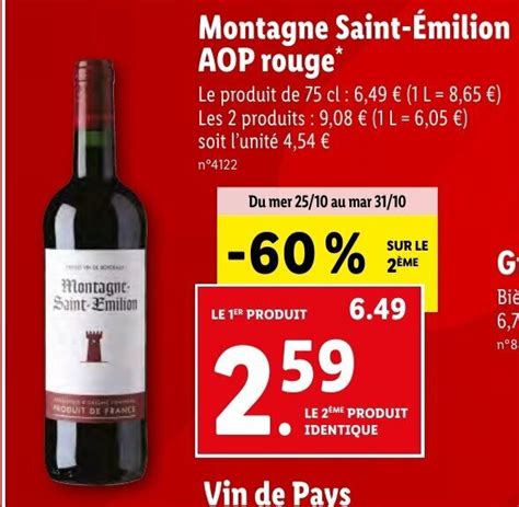 Promo Montagne Saint Émilion AOP rouge chez Lidl