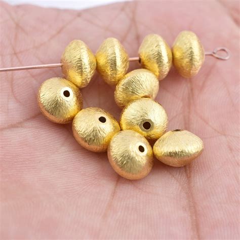 10mm 10pc Gold Saucer Beads Brushed Spacer Beads For Jewelry Making