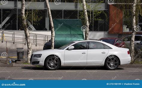 Audi white car. editorial stock image. Image of sedan - 275198199