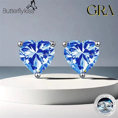 Butterflykiss 4 CT Heart Shape Real Moissanite Stud Earrings With Gra