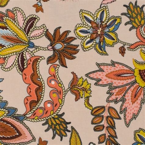 Tissu Jersey Viscose Contour Et Fleur Nude Tissu Fil Compagnie
